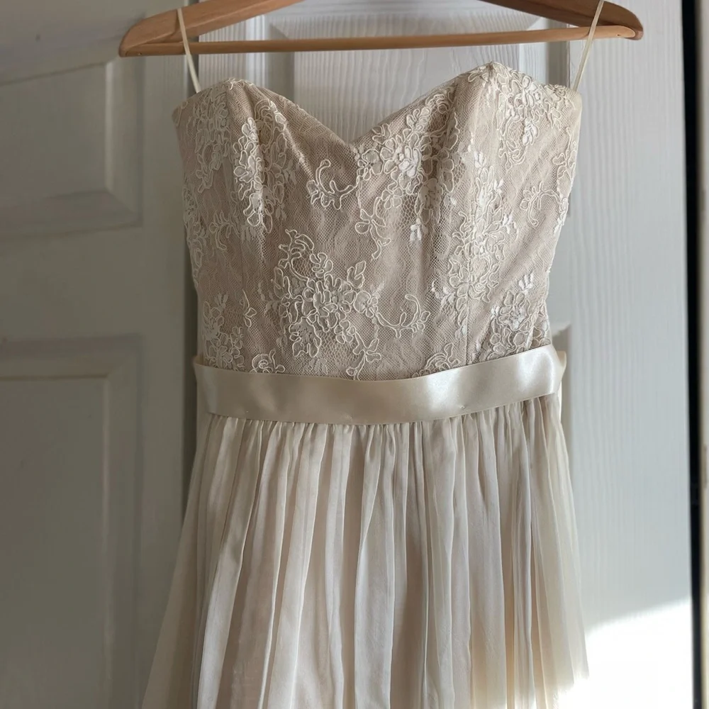 100% Pure Silk Wedding Dress Almond & Ivory Seattle Bridal Size 4 - Picture 8 of 17